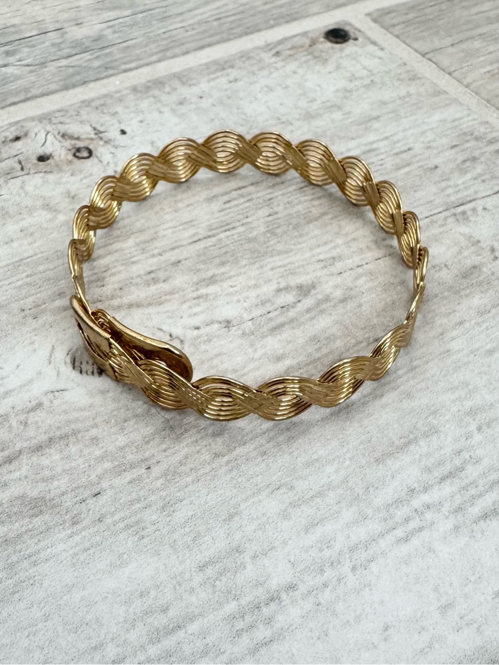 Woven Braided Gold Bangle Cuff Bracelet